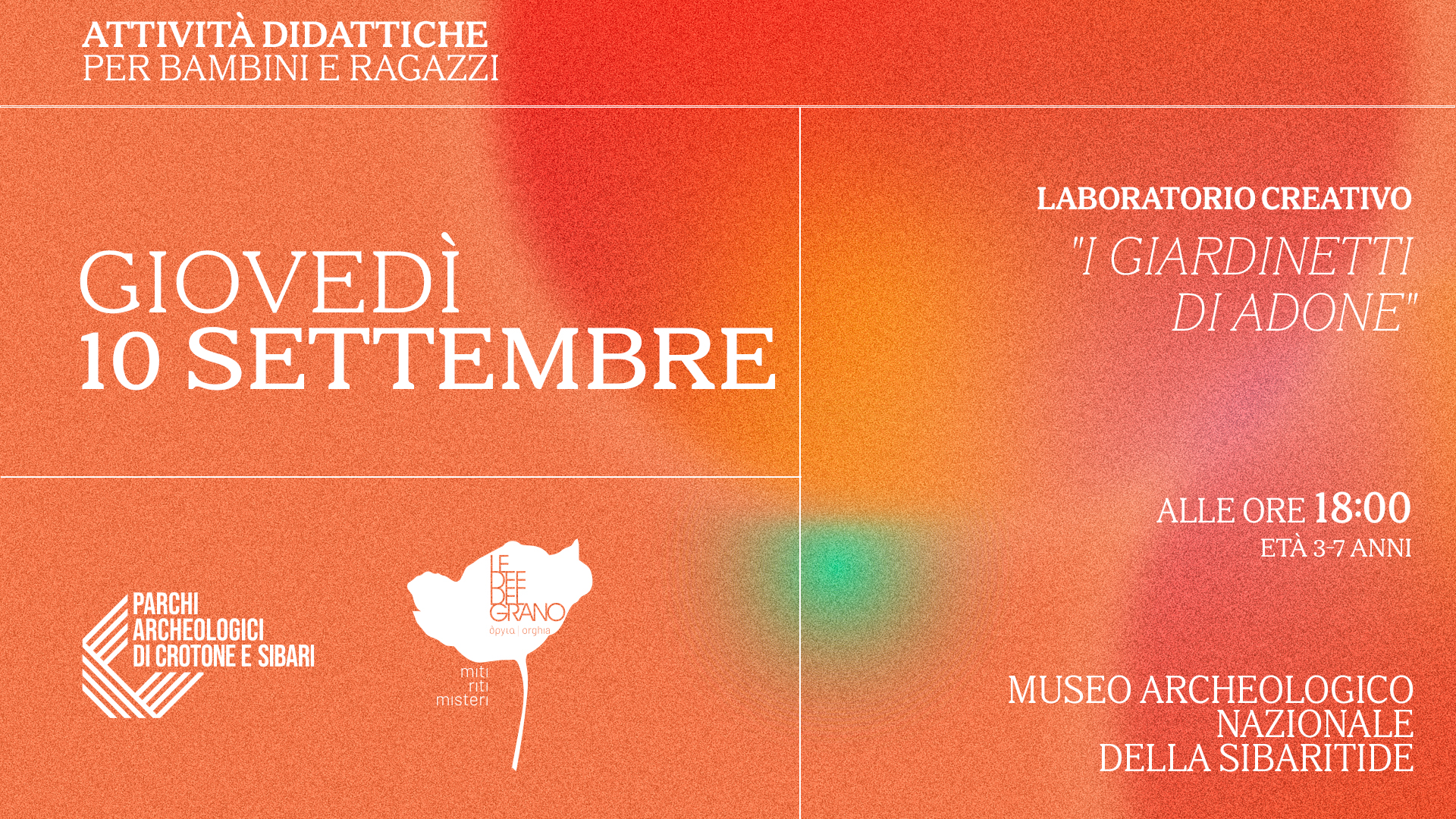 I Giardinetti di Adone - Laboratorio didattico - 10 settembre 2026 - Museo archeologico nazionale della Sibaritide